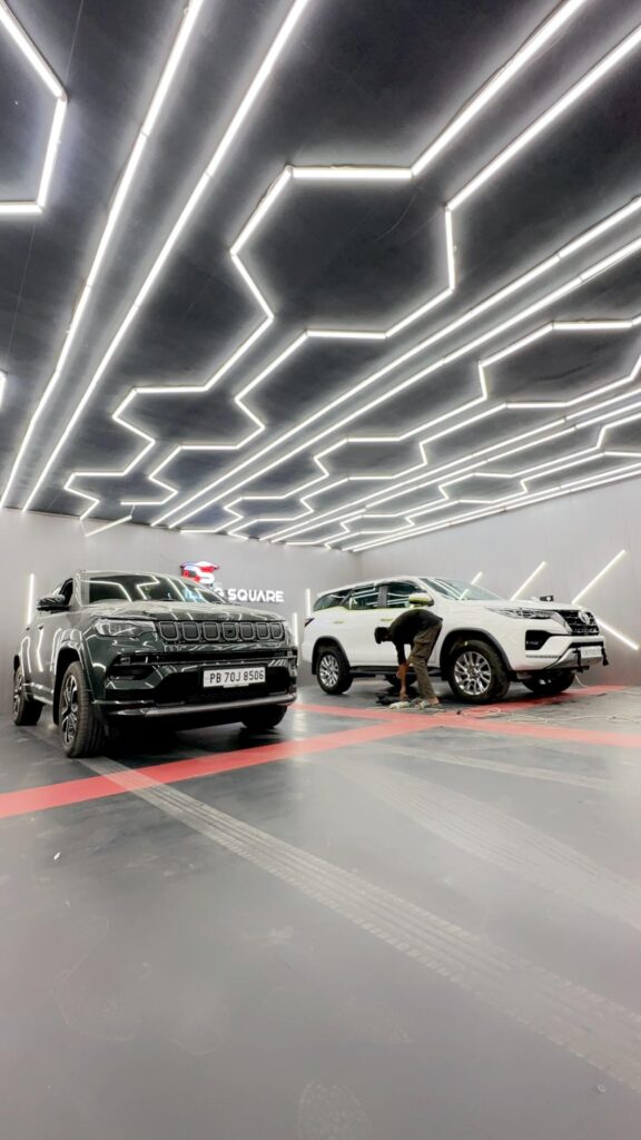 Luxury car detailing with enhanced gloss and paint protection