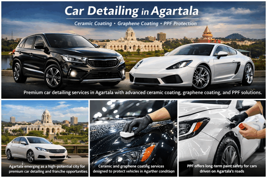 Premium car detailing in Agartala with advanced ceramic coating, graphene coating, and PPF protection — a growing opportunity for professional detailing services.